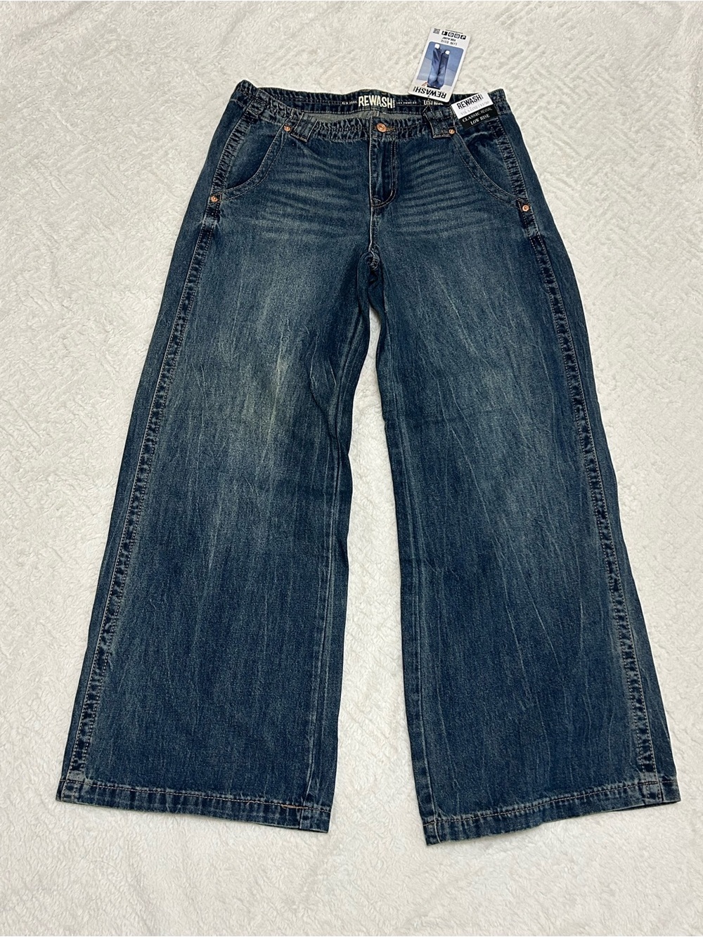 Rewash Wide-Leg Jeans in Dark Indigo
